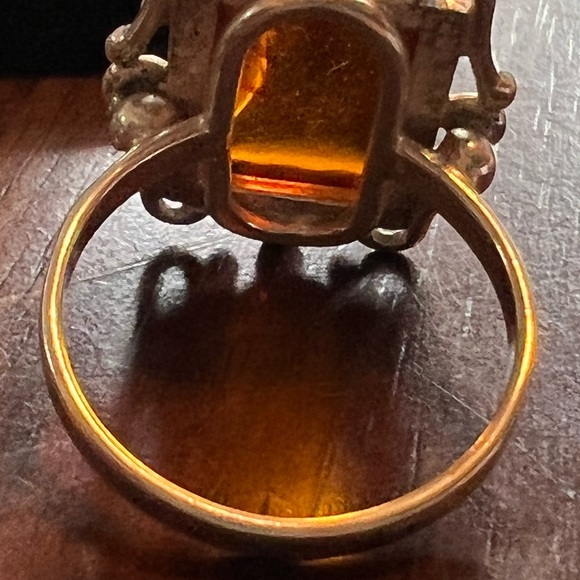 Vintage amber and sterling silver ring - Picture 4 of 6